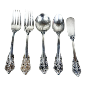 Vintage Wallace "Grande Baroque" Sterling Silver 5-Piece Flatware Place Setting