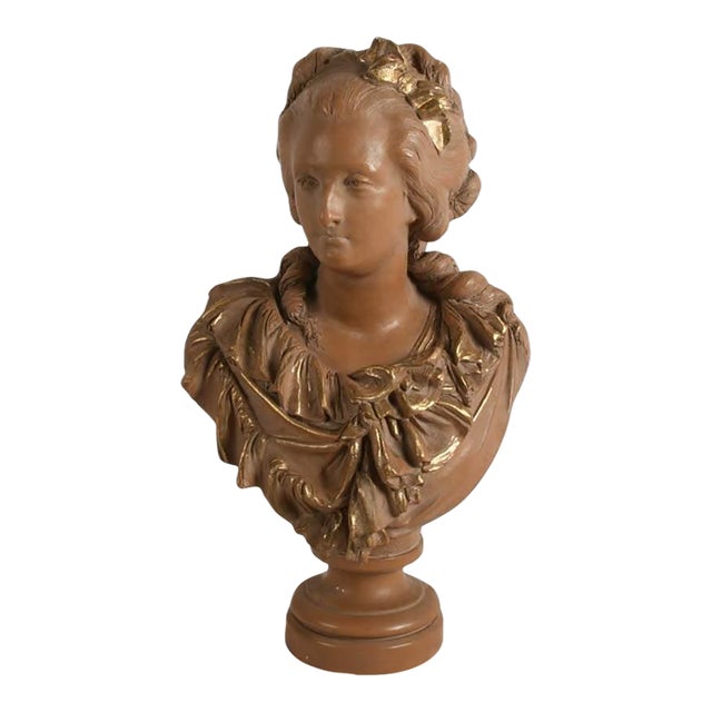 Ceramic Bust of Marie Antoinette After Carrier-Belleuse French Classical Sculpture For Sale