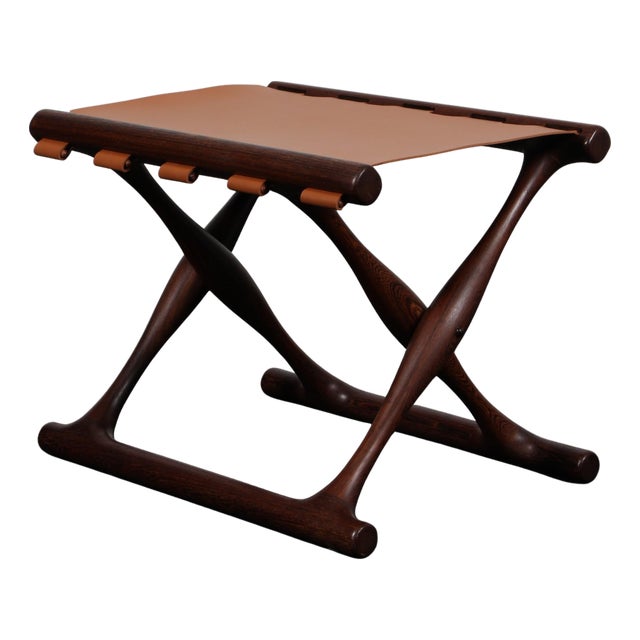 Wenge Guldhoj Folding Stool from Poul Hundevad, 1948 For Sale
