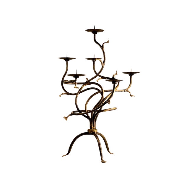 Vintage French Brutalist Candleholder, 1990 For Sale