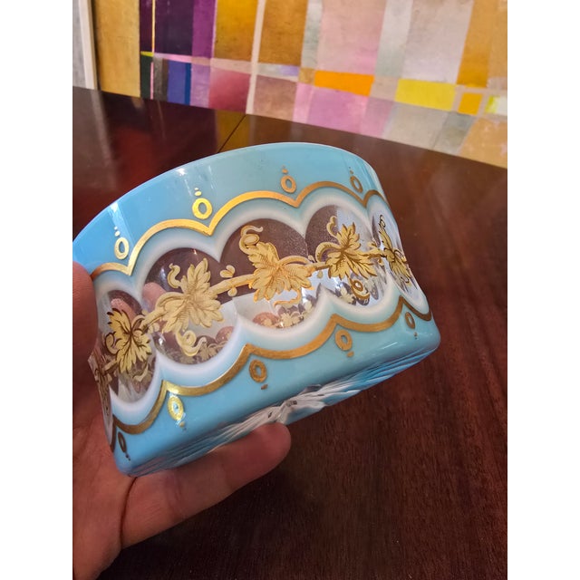Antique Bohemian Glass Moser Overlay Ice Bucket For Sale In Boston - Image 6 of 8