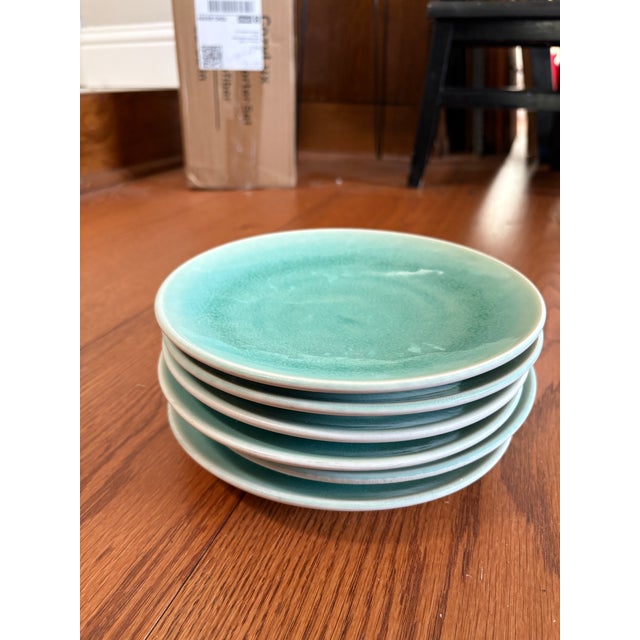 Jan's France Tourron Aqua Salad Plates-Set of 6. These beautiful plates were made from 2015-2022 and are now discontinued....