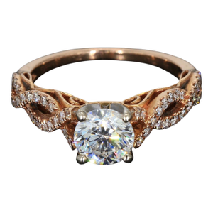 14k Rose Gold Engagement Ring With Diamond Center & Accent Stones - Size 4.75