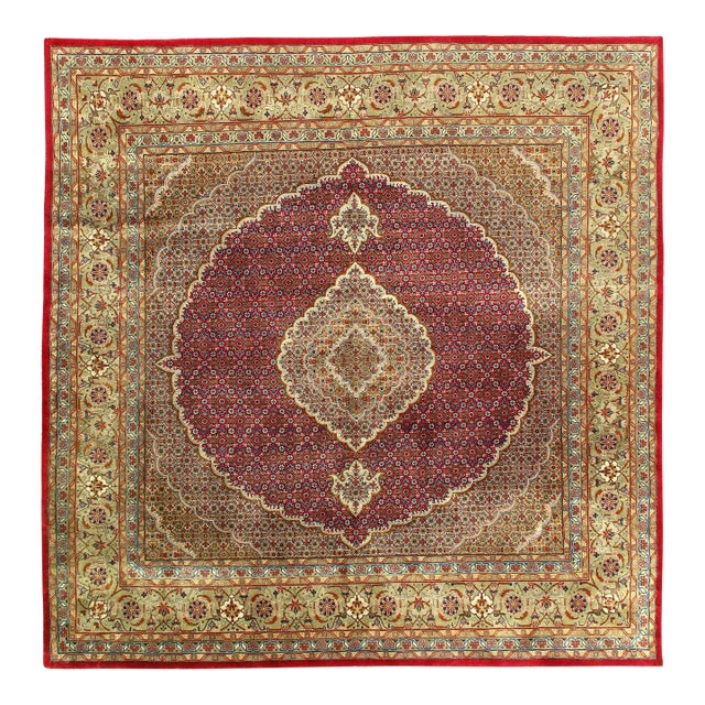 Early 21st Century Fine Hand Knotted Persian Tabriz Design Square Rug For Sale