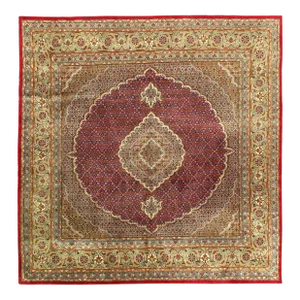Early 21st Century Fine Hand Knotted Persian Tabriz Design Square Rug