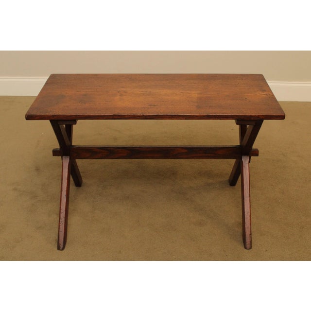 Antique Youth Size Oak Sawbuck Dining Farm Table with Benches For Sale In Philadelphia - Image 6 of 13