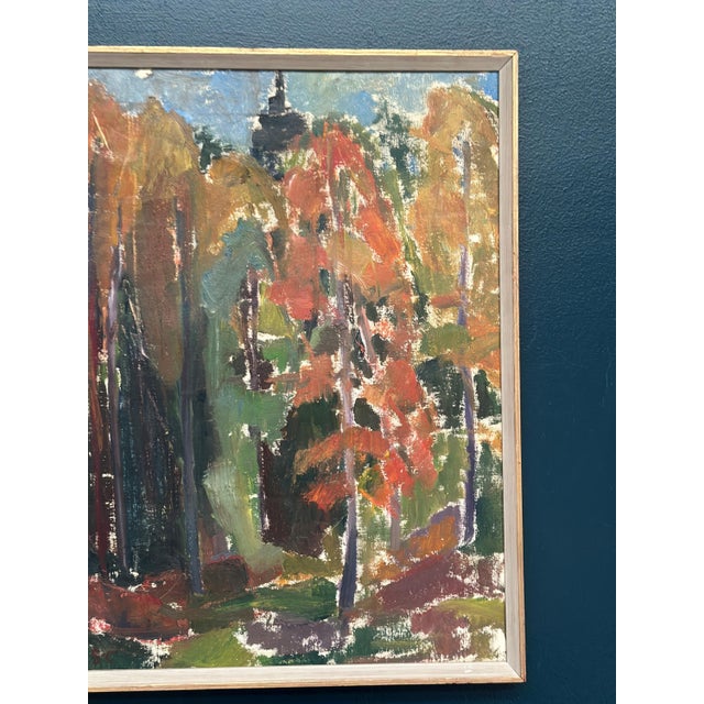 L. S‑c, Forest in Autumn, 1950s, Oil on Canvas, Framed For Sale - Image 4 of 13
