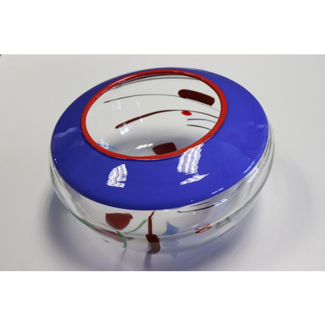 Blue Mid-Century Modern Kadinsky Inspired Murano Glass Bowl For Sale - Image 8 of 8