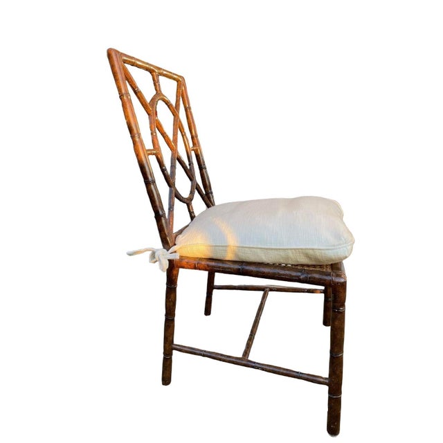 2000s Faux Bamboo Cane Chair Williams Sonoma Home by Hickory Chair Co
