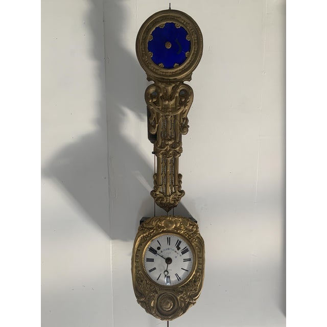 Louis XV Style Grandfather Clock in Stamped Brass For Sale - Image 9 of 10