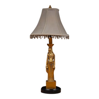 Late 20th Century Art Deco Revival Chryselephantine Style Figural Lamp For Sale
