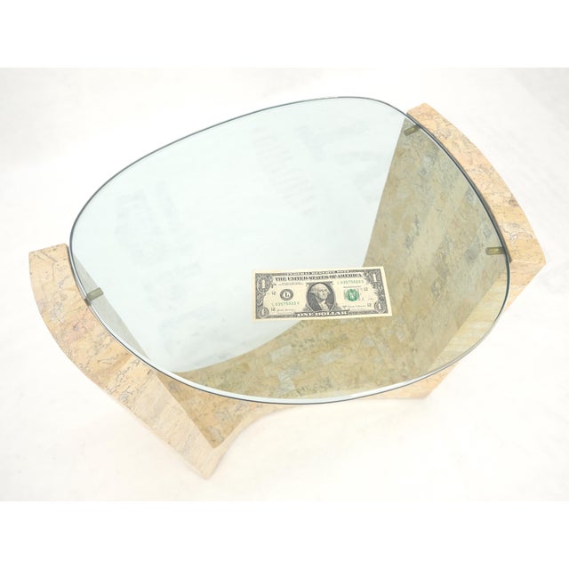 Kidney Organic Shape Thick Glass Top Tessellated Base Side End Lamp Table Stand For Sale - Image 6 of 14