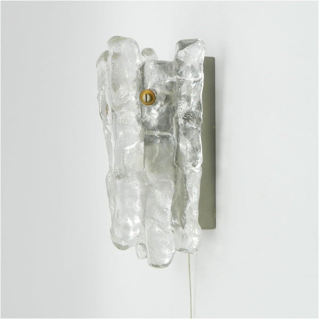Vintage Ice Glass Wall Lights by J. T. Kalmar for J.T. Kalmar, 1970s, Set of 3 For Sale - Image 6 of 14