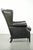 English Style Black Cowhide Wing Armchair For Sale - Image 3 of 15