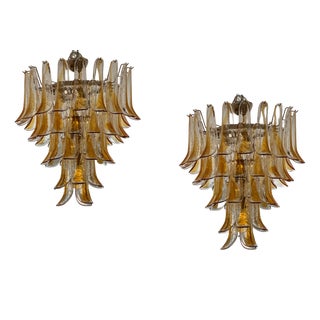 Sand and Amber Murano Glass Chandeliers, Set of 2 For Sale
