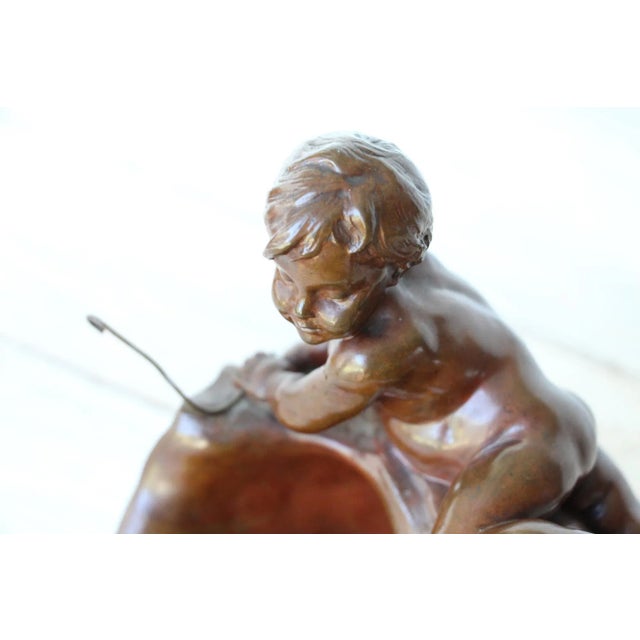 Metal The Boy With the Shell and the Crab French Bronze Sculpture of Louis-Ernest Barrias For Sale - Image 7 of 13