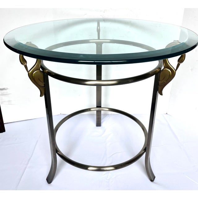 DIA - Design Institute America 1980s Design Institute of America Beveled Glass Swan Accent Table For Sale - Image 4 of 16
