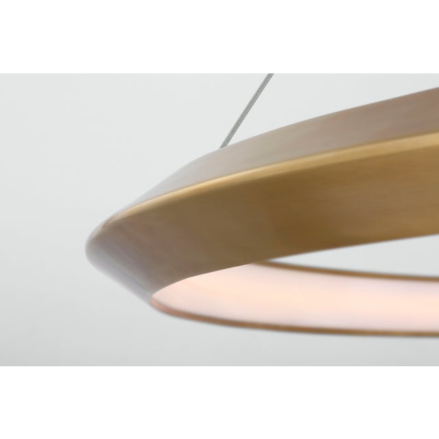 Modern Peter Bristol for Visual Comfort Signature Encircle 38" Ring Chandelier in Natural Brass For Sale - Image 3 of 7