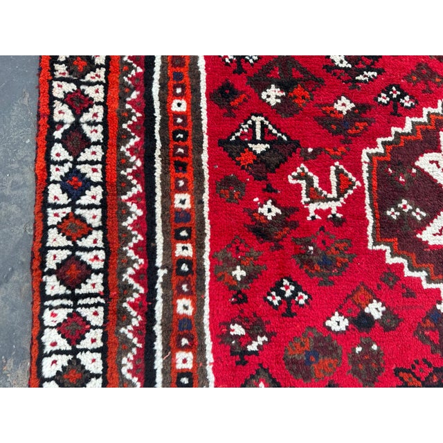 Hand Knotted Shirazi Vintage Rug For Sale - Image 4 of 8