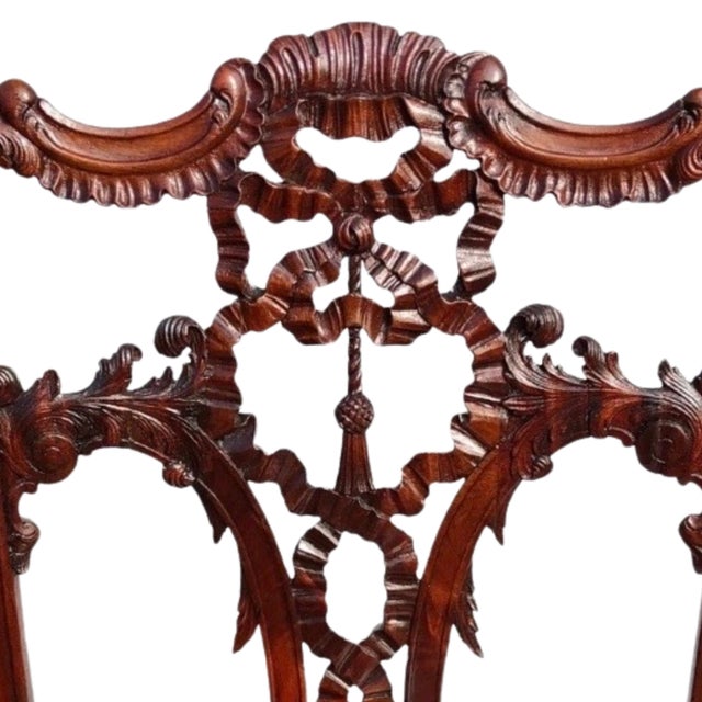 Wood Set of Eight English Carved Mahogany George III Style Dining Chairs For Sale - Image 7 of 8