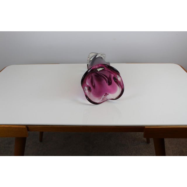 Ruby Glass Pink-Clear Vase, 1960s For Sale - Image 3 of 7