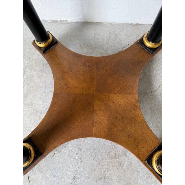 1970s Baker Furniture Regency Style Wooden Side Table With Octagonal Burlwood Top For Sale - Image 12 of 18