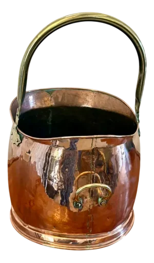 Antique Edwardian Copper and Brass Coal Scuttle, 1900