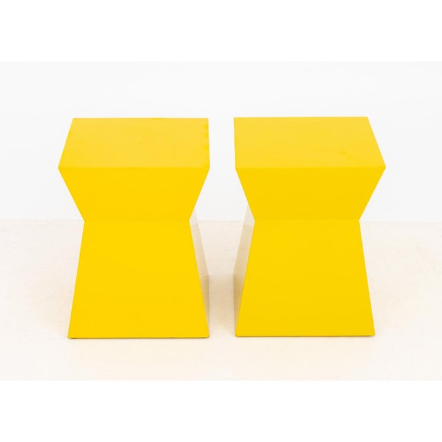 Modern Modern Yellow Geometric Design End Tables, Pair For Sale - Image 3 of 8