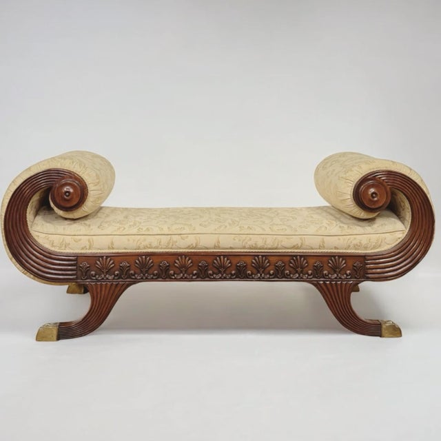 Vintage Regency Style Mahogany Window Seat, 1920s For Sale - Image 9 of 9