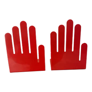 Vintage Spectrum Red Metal Hand Bookends- a Pair