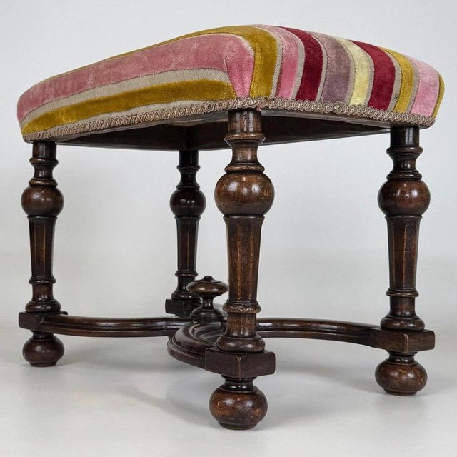 Brown Antique English William and Mary Style Mahogany Stool, 1800s For Sale - Image 8 of 11