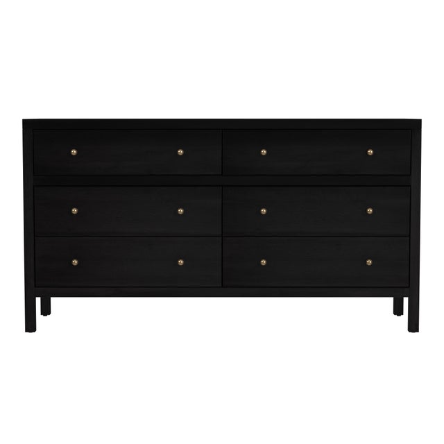 Spritely Home Accent Furniture Nora 60 in W. Rectangular Wood 6 Drawer Dresser, Antique Coffee For Sale - Image 4 of 8