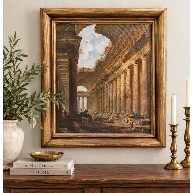 Vintage Architectural Building Print in Decorative Frame For Sale - Image 4 of 5