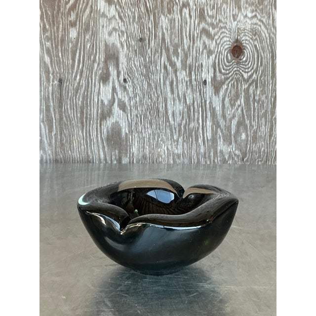 Late 20th Century Vintage Boho Black Art Glass Bowl For Sale - Image 5 of 11