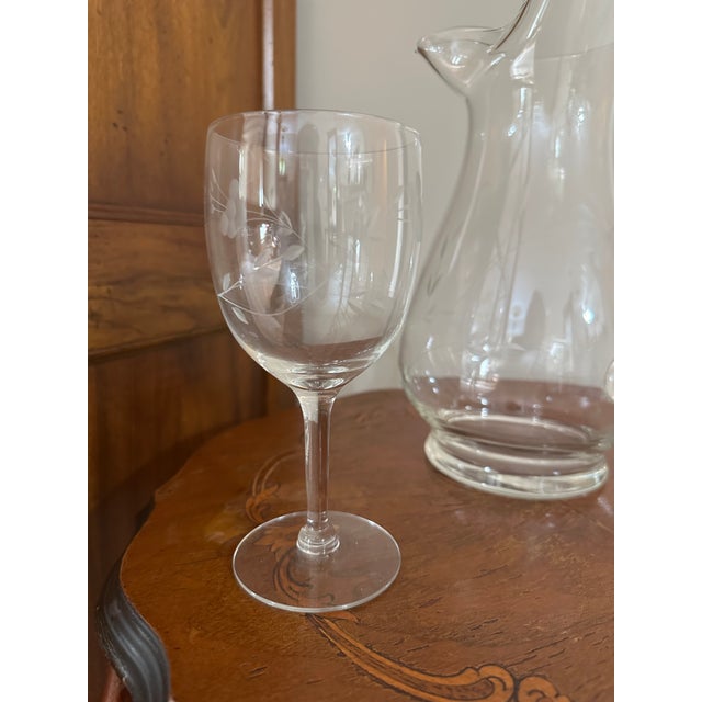 Vintage Princess House Heritage Pattern Full Set Hand Blown Pitcher, Glasses, Ice Bucket, Brandy Snifter For Sale - Image 14 of 14