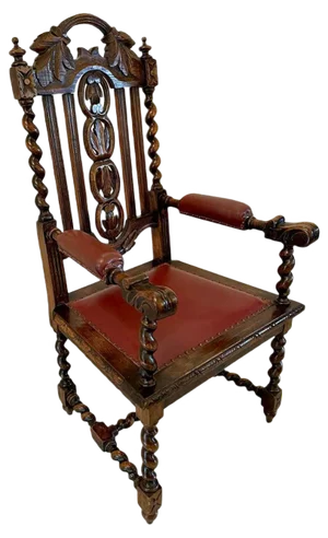 Large Antique Victorian Quality Carved Oak Armchair