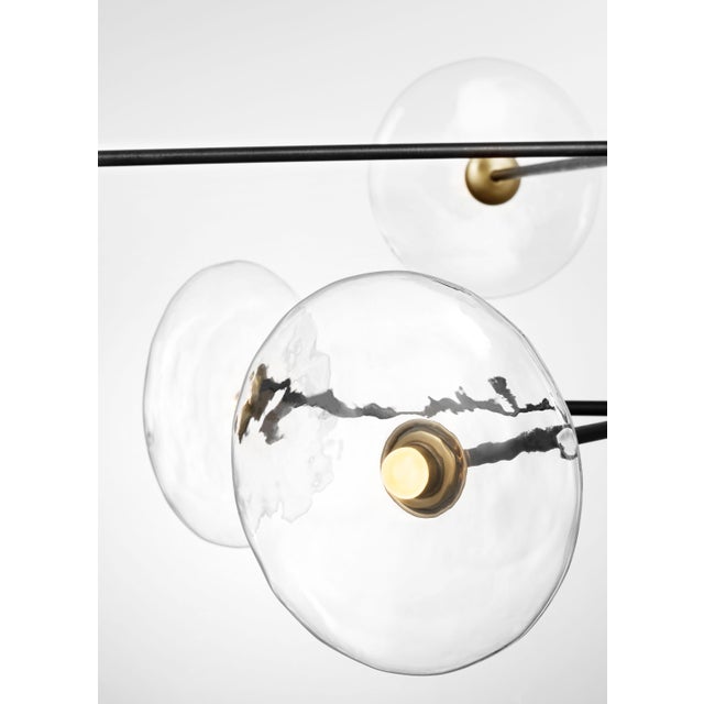 Black Ian K. Fowler for Visual Comfort Signature Calvino X-Large Radial Chandelier in Aged Iron & Hand-Rubbed Antique Brass with Clear Glass For Sale - Image 8 of 9