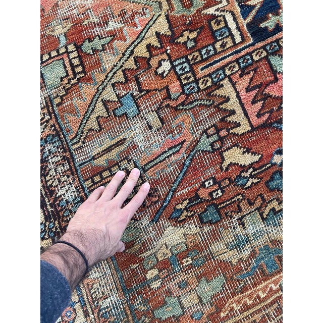 Antique Heriz Fantastic Personality & Colors, C. 1910-20's Rug 9 x 12 For Sale - Image 10 of 16