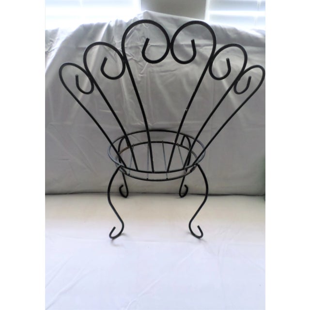 Traditional Vintage Black Metal Chair-Form Plant Stand For Sale - Image 3 of 5