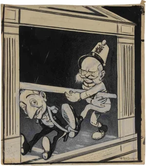 Gabriele Galantara, The Marionettes, Mixed Media on Paper, Early 20th Century
