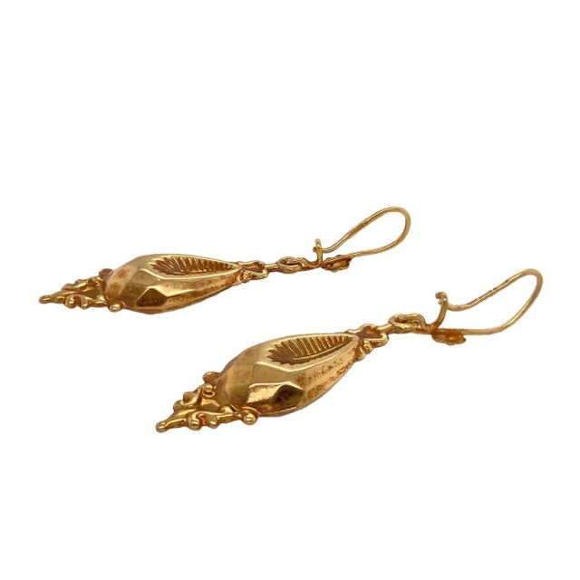 This is part of Chairish’s Fine Jewelry assortment. A fine pair of 14K gold Victorian period earrings with french wires...