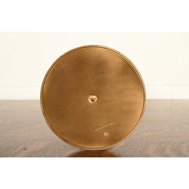 Gold Louis Comfort Tiffany Furnaces Favrile Iridescent Art Glass Trumpet Vase on Bronze Doré Enameled Stand, 1920s For Sale - Image 8 of 11