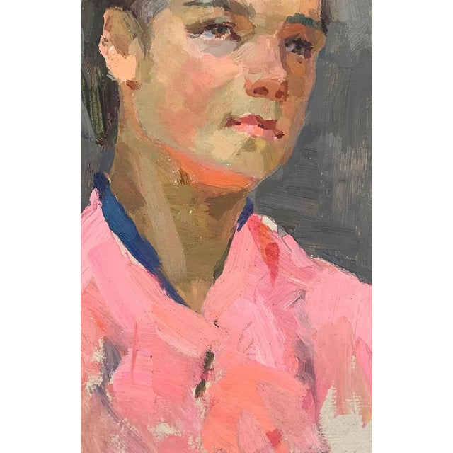 Soviet Children Portraits Children Antique Oil Painting Original Socialist Realism Soviet Art Ukrainian Artist Sokolovsky G. 46-30 1966 For Sale - Image 4 of 6