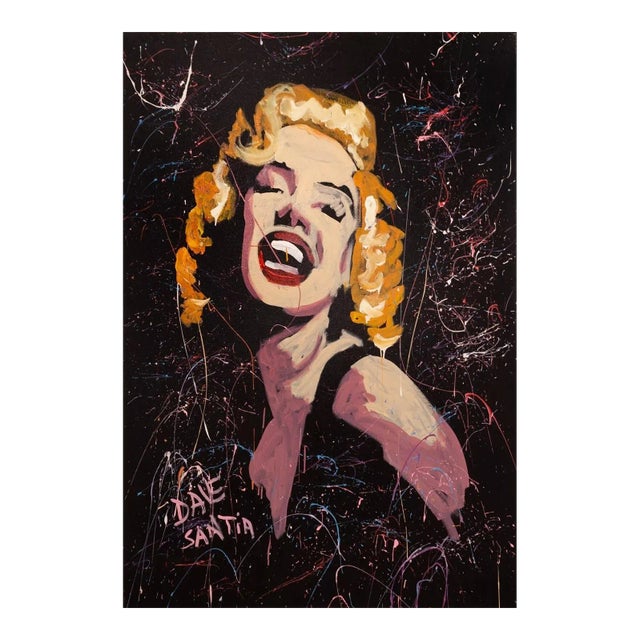 Dave Santia Marilyn Monroe Signed Live Speed Portrait Painting on Canvas 2013 For Sale