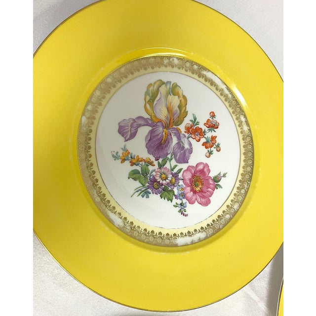 Mid 20th Century Vintage Victoria Czechoslovakia Floral Design Porcelain Dinner Plates- Set of 5 For Sale - Image 5 of 12