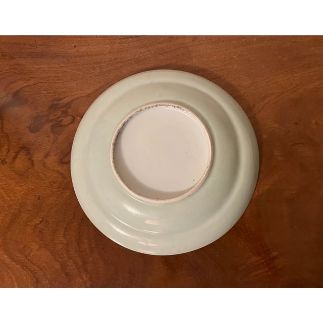Celadon Antique 19th Century Chinese Export Porcelain Famille Rose Plate With Birds and Butterflies on a Celadon Ground For Sale - Image 8 of 9
