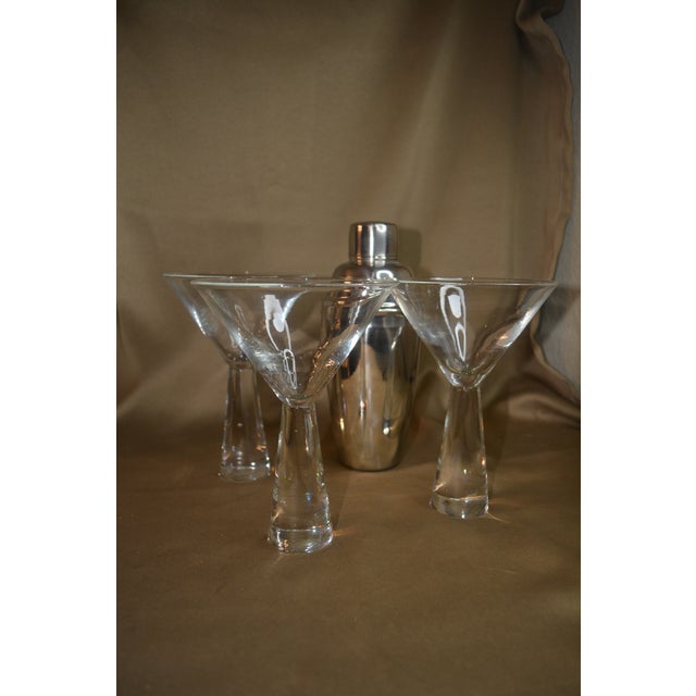 Vintage Urban Bar Martini Glasses & Cocktail Shaker Set 4 Pieces