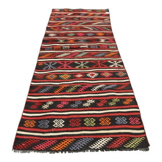 1980s Rustic Red Cecim Kilim Runner For Sale