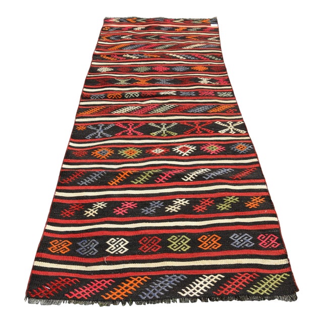 1980s Rustic Red Cecim Kilim Runner For Sale