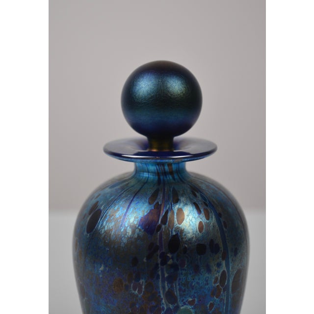 Perfume Bottle in Blue Iridescent Art Glass from Isle of Wight, 1970s For Sale - Image 11 of 13